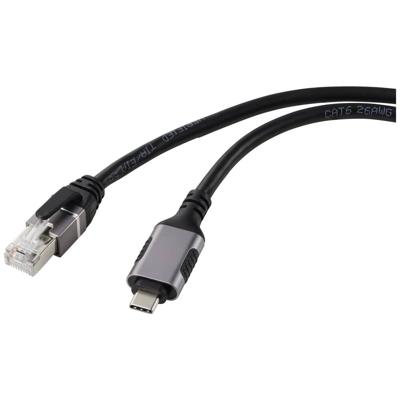 Renkforce USB, Netwerk Adapterkabel [1x USB-C stekker - 1x RJ45-stekker] 3.00 m Aluminium-stekker
