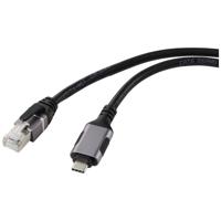 Renkforce USB, Netwerk Adapterkabel [1x USB-C stekker - 1x RJ45-stekker] 3.00 m Aluminium-stekker