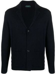 Zanone blazer en laine vierge à revers crantés - Bleu