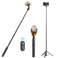 Ulanzi SK-03 selfie stick statief 1,6m met Bluetooth shutter en 360° draaibare telefoonhouder