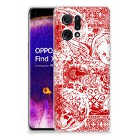 Silicone Back Case OPPO Find X5 Angel Skull Rood - thumbnail