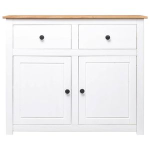 The Living Store Dressoir Massief Grenenhout - 93 x 40 x 80 cm - Wit/Natuurlijke Houtkleur