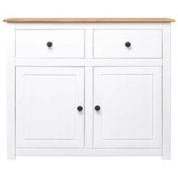 The Living Store Dressoir Massief Grenenhout - 93 x 40 x 80 cm - Wit/Natuurlijke Houtkleur - thumbnail