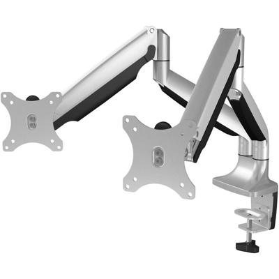 ICY BOX IB-MS504-T, Monitorständer mit Tischhalterung für 2 Monitore bis zu 32'' (81 cm) 2-voudig Monitor-tafelbeugel 81,3 cm (32) Kantelbaar, In hoogte