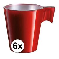 6x Espresso/koffie kopje rood - thumbnail