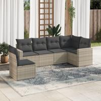 6-delige Loungeset met kussens poly rattan lichtgrijs