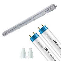 LED Waterdichte TL Armatuur met T8 Buizen - Velvalux Strela - 120cm - Dubbel - Koppelbaar - Waterdicht IP65 - Philips - - thumbnail