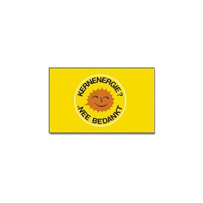 Vlag Kernenergie, nee bedankt! - geel - protest vlaggen - 90 x 150 cm - polyester