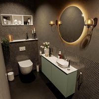 MONDIAZ FOWY toiletmeubel 100cm kleur army. Waskom positie rechts kleur talc | talc. Met 1 kraangat