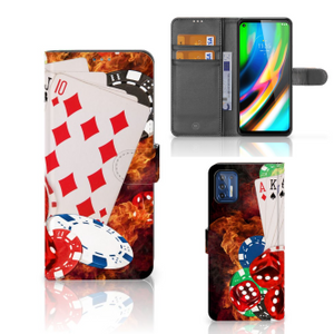 Motorola Moto G9 Plus Wallet Case met Pasjes Casino