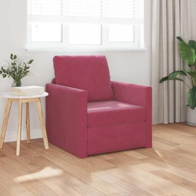 Vloerslaapbank met kussen Wijnrood 74 x 77 x 81 cm Fluweel