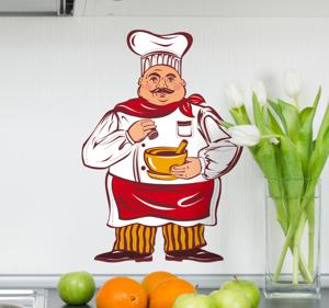 Sticker keuken dikke kok kleur