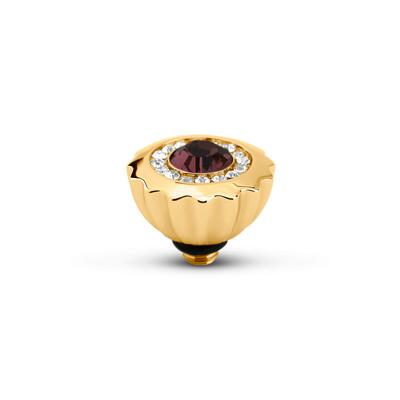 Melano Twisted Ribbed CZ Steentje Aubergine Goud