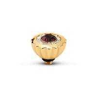 Melano Twisted Ribbed CZ Steentje Aubergine Goud