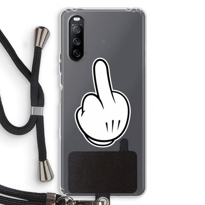 Middle finger black: Sony Sony Xperia 10 III Transparant Hoesje met koord