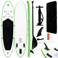 vidaXL Stand Up Paddleboardset opblaasbaar groen en wit - thumbnail