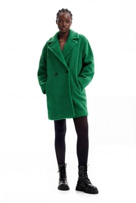 Bouclé jas met overslag - GREEN - L