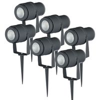 Set van 6 LED aluminium prikspots 12 Watt 4000K IP65 zwart - Tuin spots, spots bodem buiten