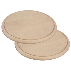 Set van 2x stuks houten serveerplankjes rond 25 cm - Serveerplanken