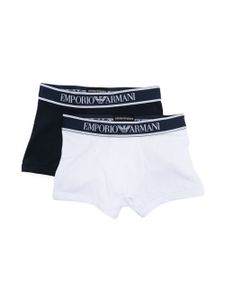 Emporio Armani Kids lot de deux boxers à bande logo en coton mélangé (lot de deux) - Bleu