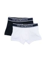 Emporio Armani Kids lot de deux boxers à bande logo en coton mélangé (lot de deux) - Bleu - thumbnail