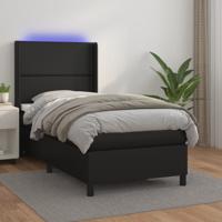 Boxspring met matras en LED kunstleer zwart 100x200 cm
