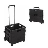 Benson Trolley met opbergkrat - opvouwbaar - zwart - 36 x 33 cm - max 25 kg - boodschappentrolley