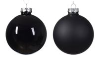 Kerstbal glas d8 cm zwart ass 12st kerst - Decoris
