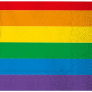 60x Regenboog thema Gay Pride versiering papieren wegwerp servetten 33 x 33 cm - Feestservetten