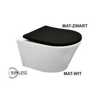 Wiesbaden Vesta wandcloset rimless mat wit met Shade slim toiletzitting softclose en quick release mat zwart 32.6013