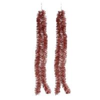 Gerimport Kerstslinger - 2x -?rose goud - folie lametta - 180 x 7 cm - kerstboomversiering