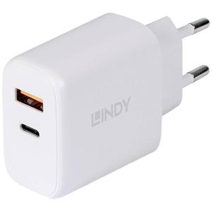 LINDY 30W USB Type A & C Charger USB-oplader 30 W Binnen Aantal uitgangen: 2 x USB-C, USB-A