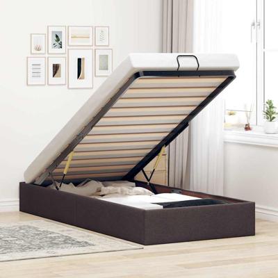 Bedframe zonder matras 100x200 cm stof donkerbruin