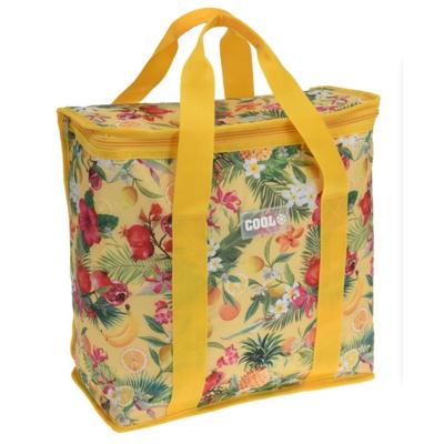 Excellent Houseware Medium size koeltas - Tropical geel - 34 x 16 x 36 cm - 16 liter