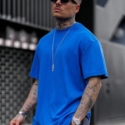 Men's Dark Grey Drop Shoulder Tee - Casual Round Neck T-Shirt Royal Blue / S