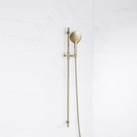 Fortifura Calvi glijstangset met ronde handdouche, metalen doucheslang Geborsteld Messing PVD (Goud) SW767490/SW799449/SW706206