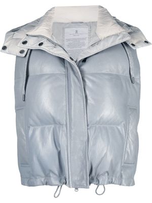 Brunello Cucinelli gilet crop en cuir - Bleu