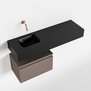 Toiletmeubel Mondiaz Andor | 100 cm | Meubelkleur Smoke | Lex vrijhangend wastafel Urban Links | Zonder kraangat