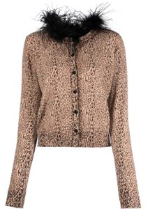 TWINSET leopard-print feather-detailing cardigan - Marron