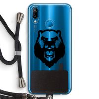 Angry Bear (black): Huawei P20 Lite Transparant Hoesje met koord