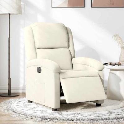 Fauteuil verstelbaar elektrisch stof crèmekleurig