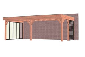 Aanbouwveranda Ancona 730x390 cm - plat dak - Combinatie 1- - Hout- Trendhout