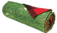 picknickkleed indoor 2-zijdig 140 cm fleece groen/rood - thumbnail