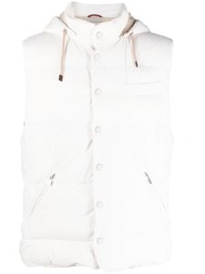 Brunello Cucinelli gilet matelassé à capuche - Blanc