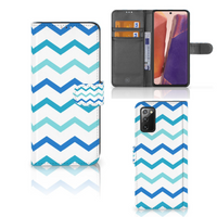 Samsung Galaxy Note 20 Telefoon Hoesje Zigzag Blauw - thumbnail