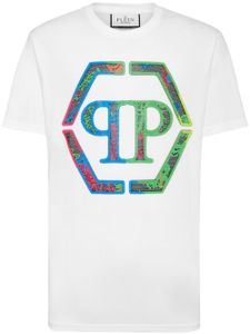 Philipp Plein t-shirt en coton à ornements en cristal - Blanc