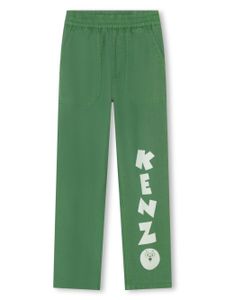 Kenzo Kids pantalon droit à logo imprimé - Vert