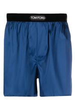 TOM FORD boxer en soie à taille à logo - Bleu