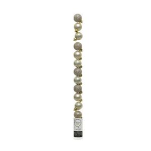 Decoris mini kerstballen - 14x st - champagne - 3 cm - kunststof - Kerstbal