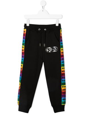 Gcds Kids pantalon de jogging à bande logo - Noir